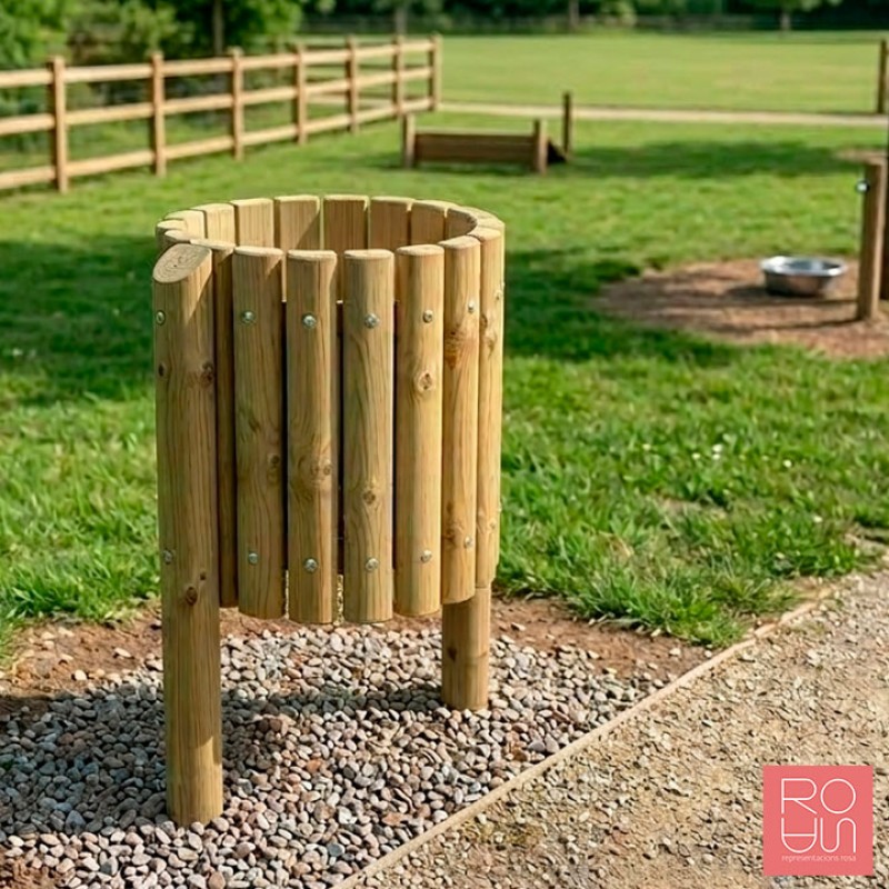 Paperera de Fusta Golf Rústica 60L | Pi Autoclau IV